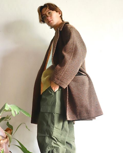 YOKE 23AW DOUBLE BREASTED HALF COAT"BROWN"スタイル