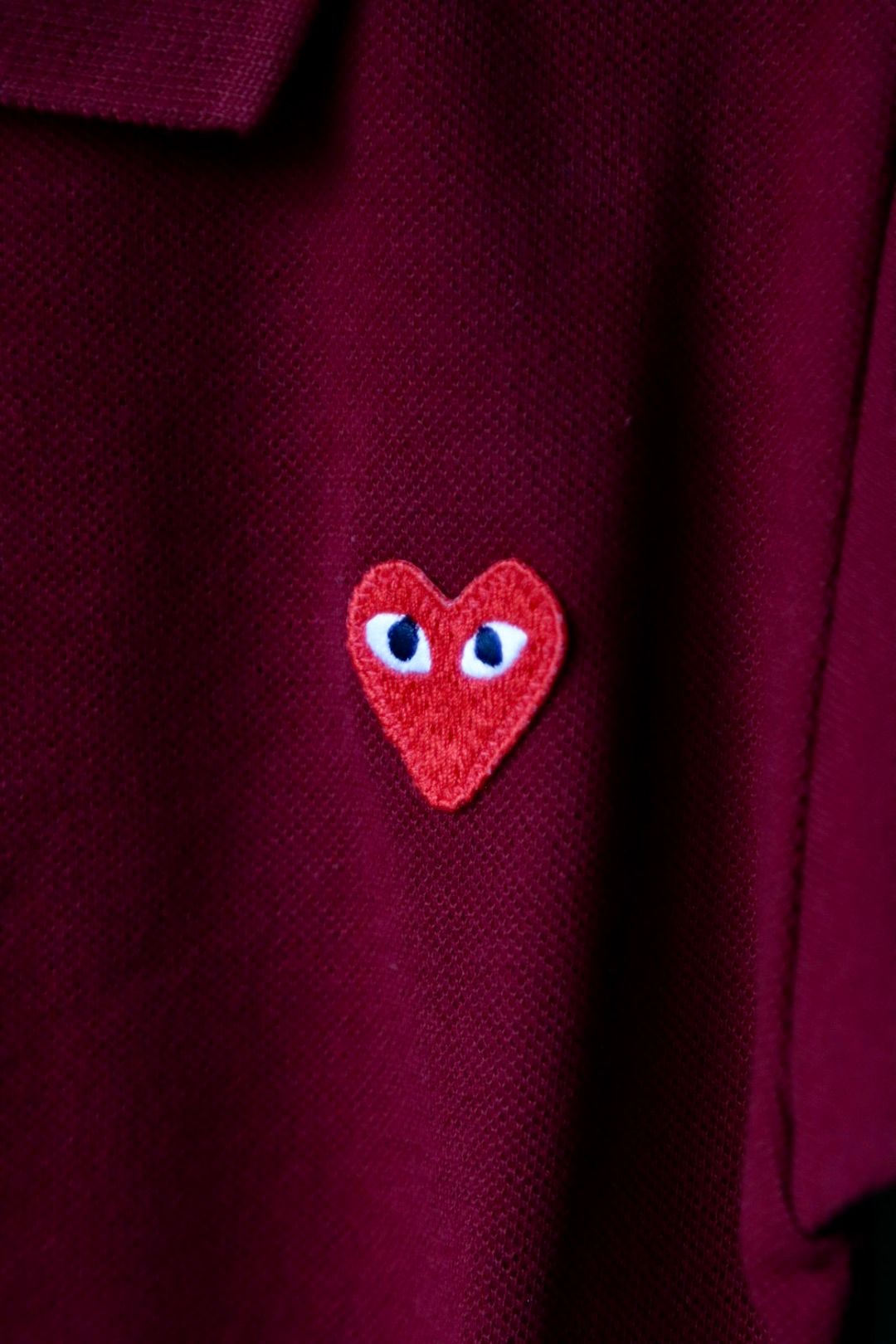 PLAYプレイコムデギャルソン キッズ ポロシャツ(REDハート)BURGUNDY*KID'S