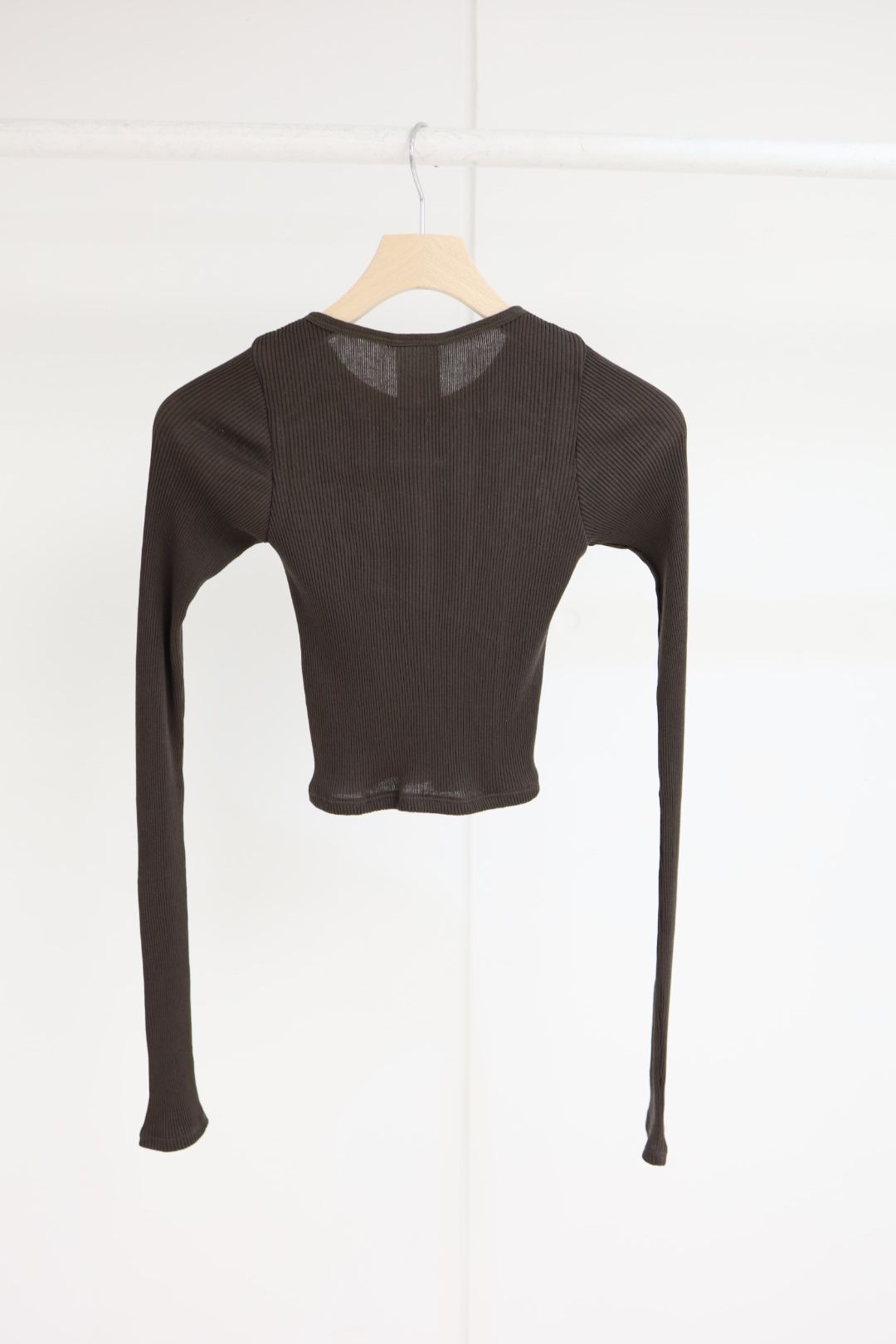 【Women's】プロダクトトゥエルブ  C/N Rib Cropped Button Up Top(26SS-WCS13)BROWN☆新作発売！