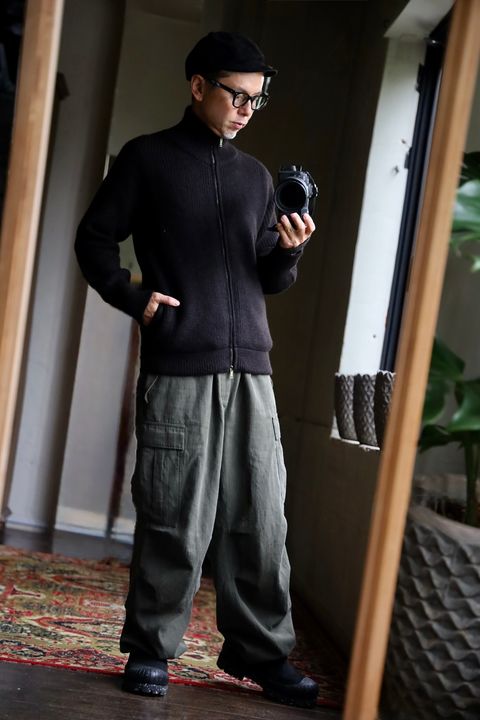 MARKAWARE 26AW DRIVERS KNIT"NATURAL BLACK"スタイル
