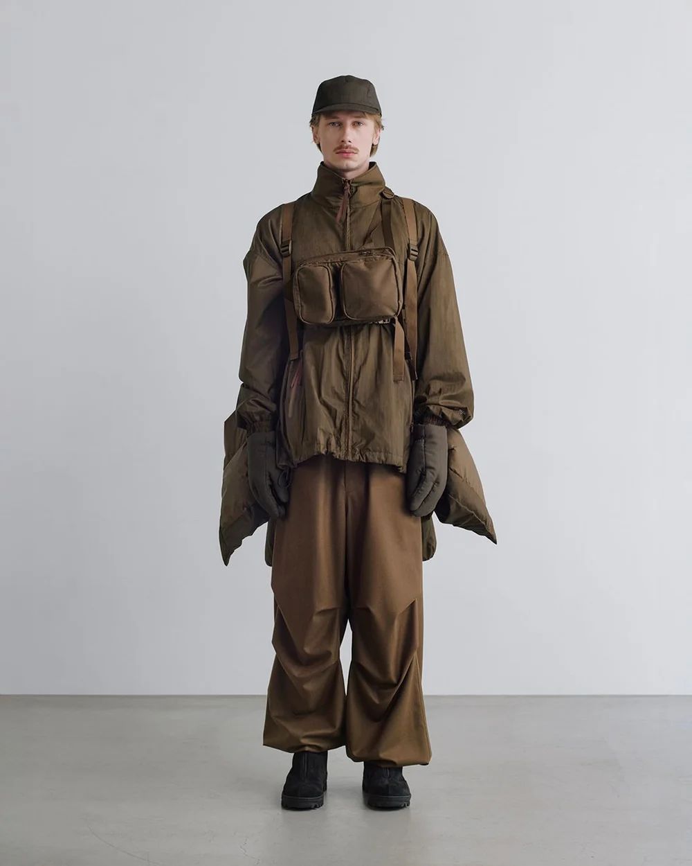 グラフペーパー Melange Pique Zip-up Stand Collar Jacket(GM263-30441)BROWN☆9月26日(土)発売！