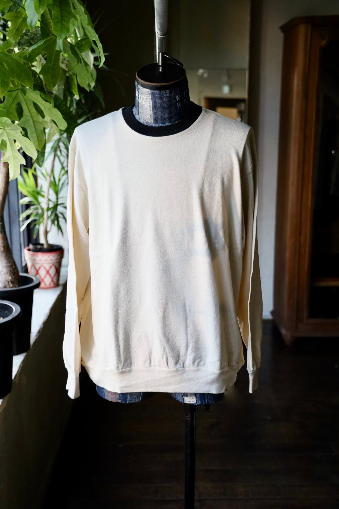 blurhms 25FW Co/Silk Nep Ringer Tee L/S(BHS25F016)Ivory x Black☆8月29日(金)新作発売！