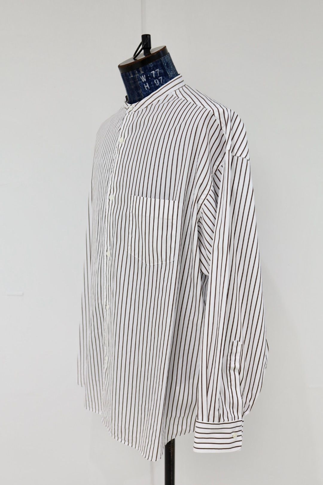 グラフペーパー 25AW SIDOGRAS Stripe L/S Oversized Band Collar Shirt(GM254-50026STB])BROWN STRIPE☆10月25日(土)発売！