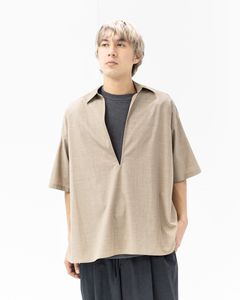 Graphpaper 26SS Fine Wool Heather S/S Skipper Shirt(GU261-50321)TAUPE☆2月21日(土)発売！