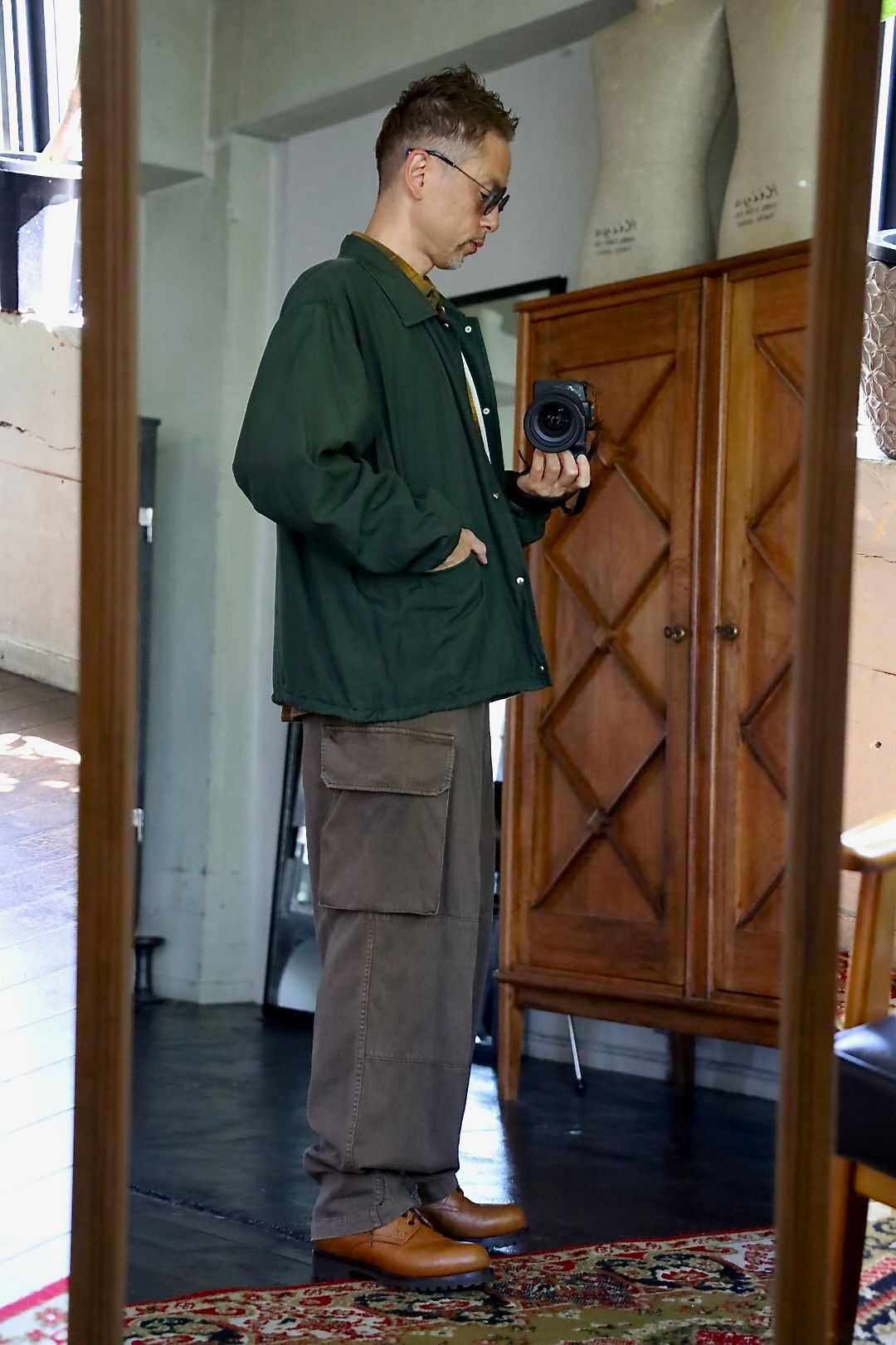 A.PRESSE 2026 STYLE2 Vintage Washed Silk Taffeta Coach Jacketスタイル