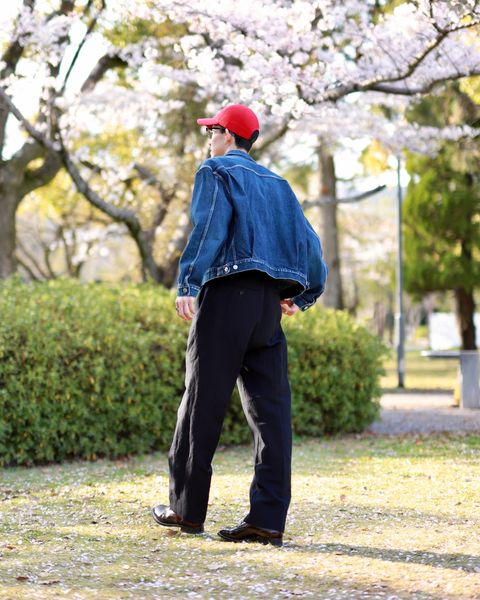 A.PRESSE アプレッセ23SS Wide Tapered Trousersヘリンボーンスタイル