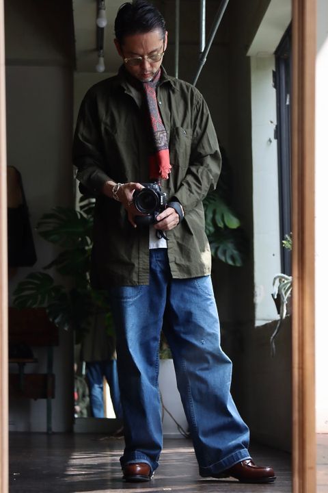 アプレッセ22AW Over Dyeing Military Shirt"OLIVE"スタイル2022.6.17.