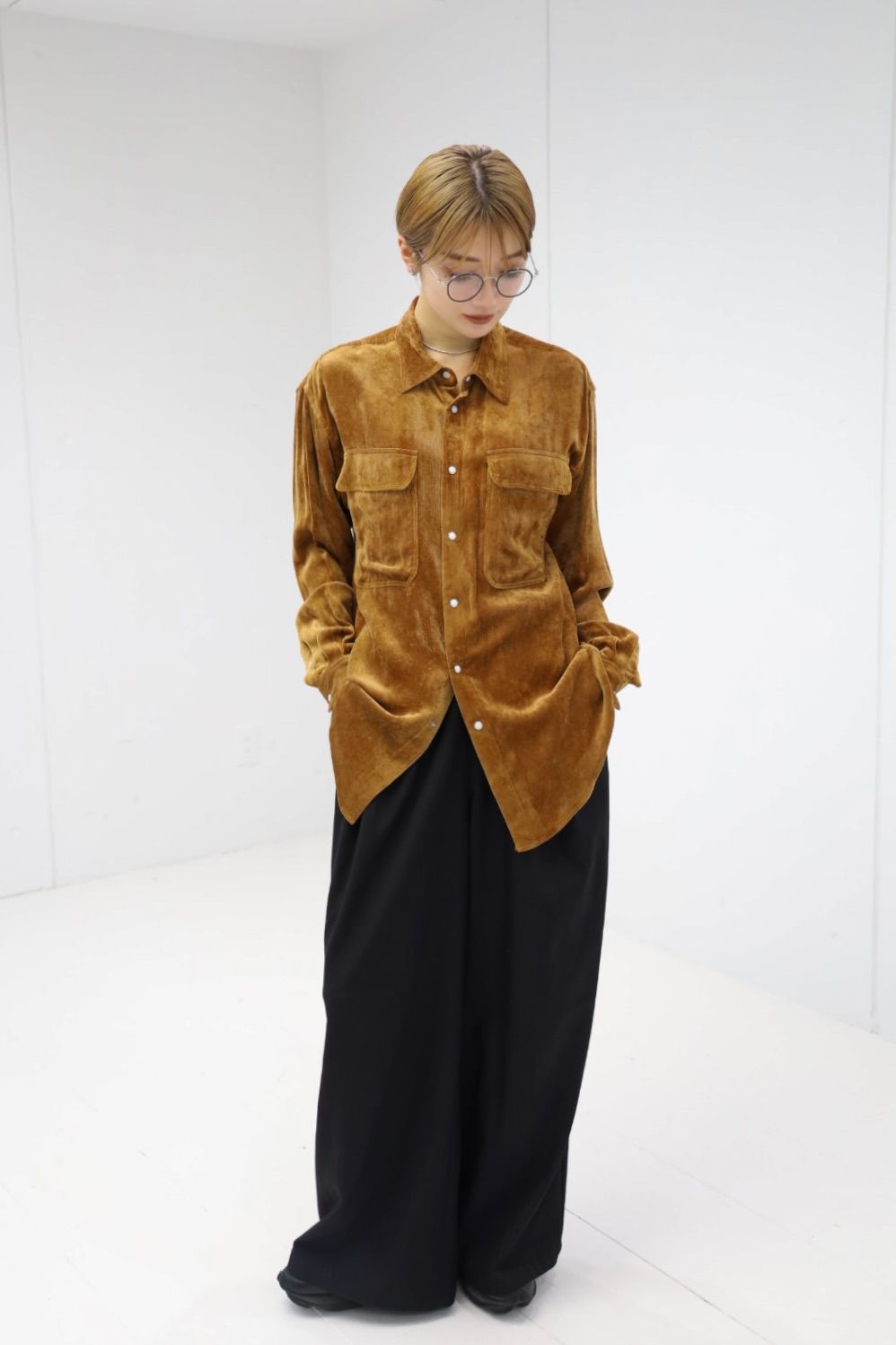 ヨーク 25FW シャツ Rayon Corduroy Western Shirt(YK25FW01084SH)BROWN