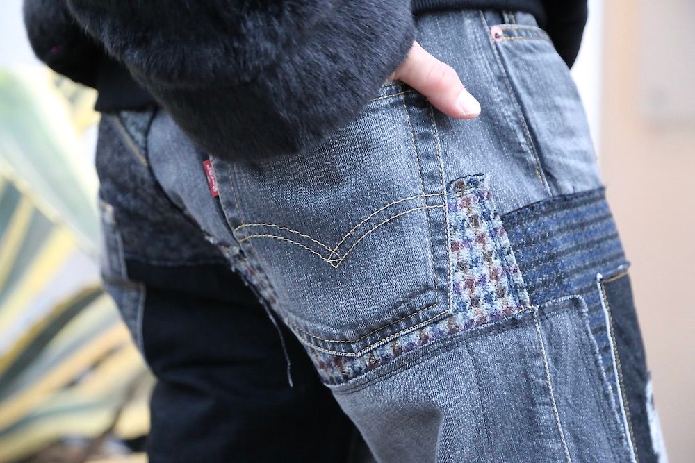 doublet HAND-PAINTED FUR JACKET"BLACK"style.2020.10.16.