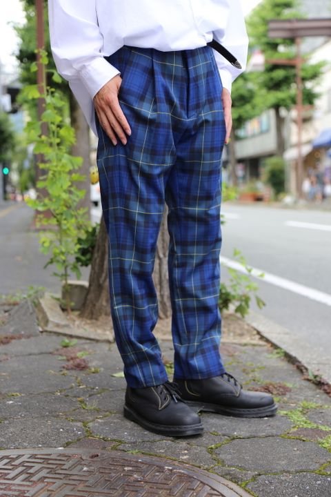 JieDa TARTAN CHECK TUCK SLACKS"NAVY"Style.2020.7.21.
