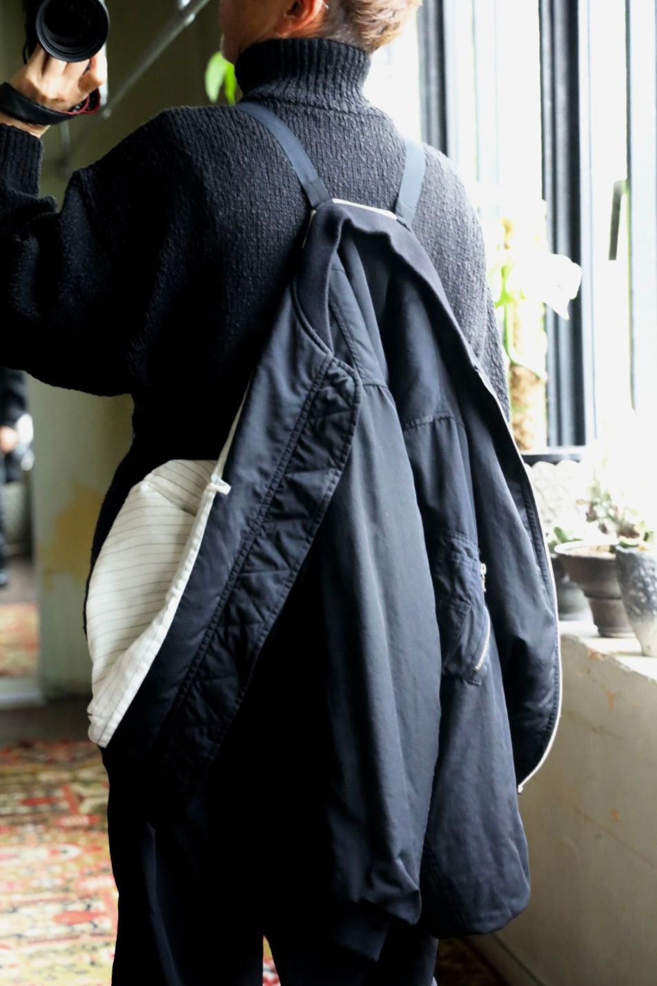 Graphpaper Fulled Wool Twill Flight Jacket"BKACK"スタイル