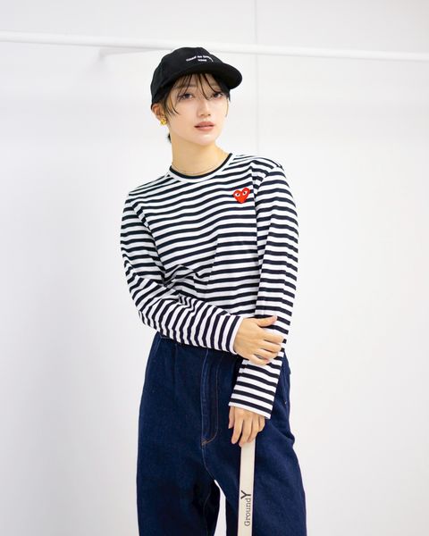 PLAY COMME des GARCONS V-NECK CARDIGAN DOUBLE BURGENDY EMBLEM style.2025.11.12