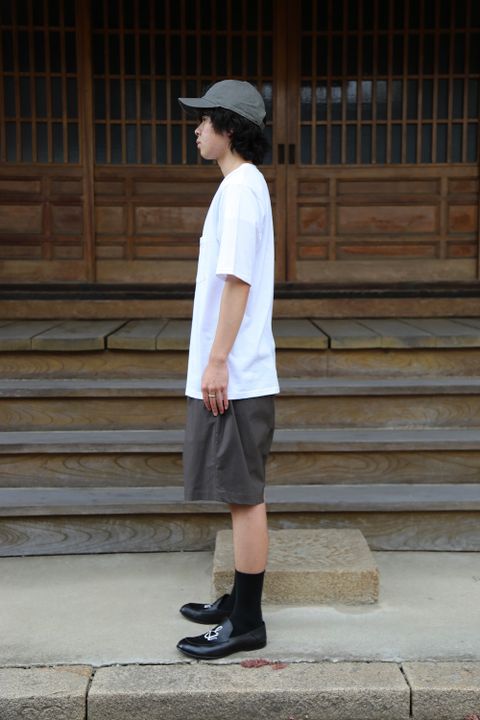 Graphpaper Stretch Typewriter Wide Tuck Chef Shorts(GM212-40616B) style. 2021.06.13.