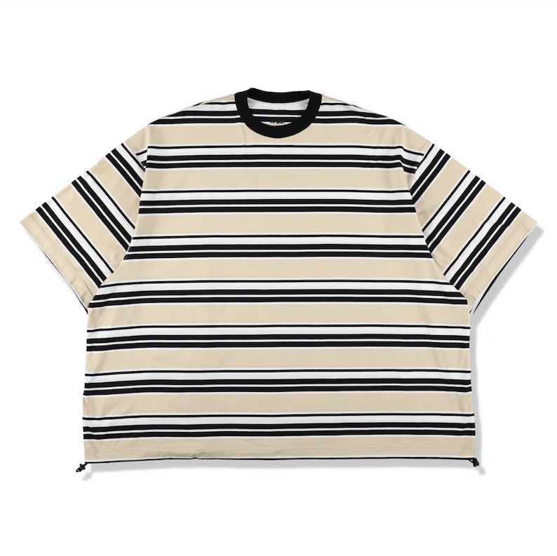 イズネス25SS BALLOON BORDER T-SHIRT(25SS_04_31SSSH05-2)BEIGE×WHITE×BLACK