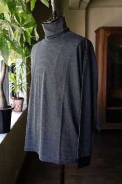 グラフペーパー 25AW Wool Border L/S Turtle Neck Tee(GU253-70231B)BLACK×GRAY