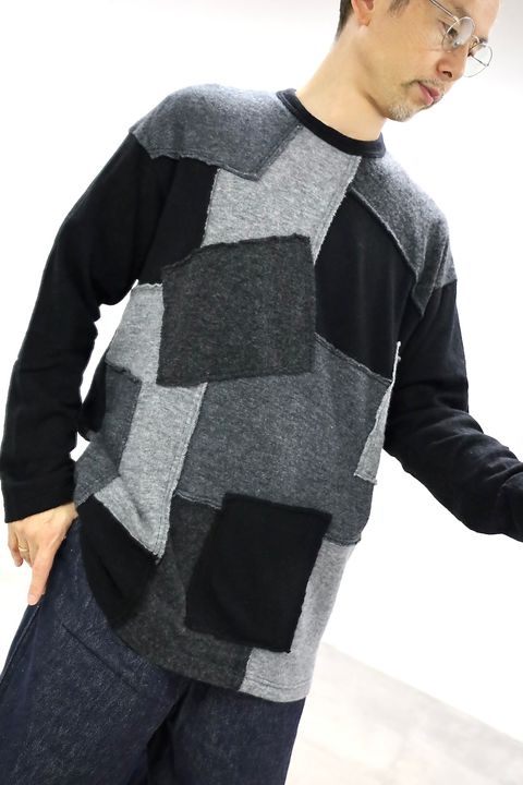 COMME des GARCONS HOMME ウールナイロン天竺パッチワークニット2025.10.3.