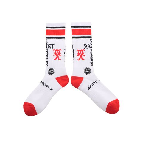 セントマイケル SINNER SOCKS (SM-HR1-0000-107)WHITE/RED★10月11日(土)発売！