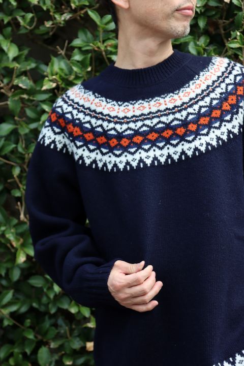 JUNYA WATANABE COMME des GARCONS MANウールジャガードニット"NAVY"style.2021.10.13.