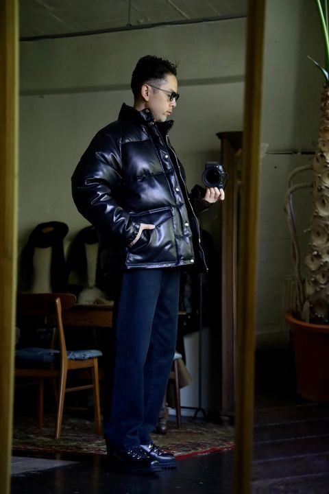 A.PRESSE Leather Down Jacketスタイル