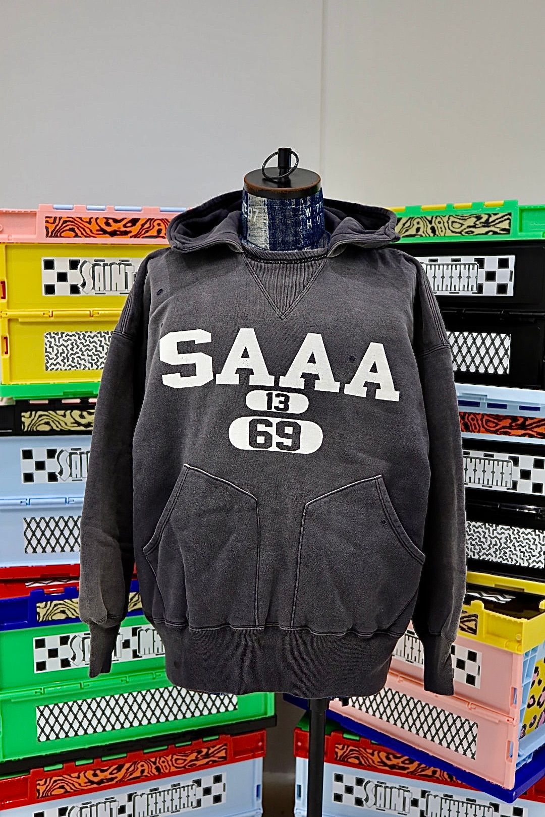 セントマイケル25AWベルベルジンコラボ BB_AFTER HOODED DBL FC /SAA(SM-HR1-0000-C58)BLACK