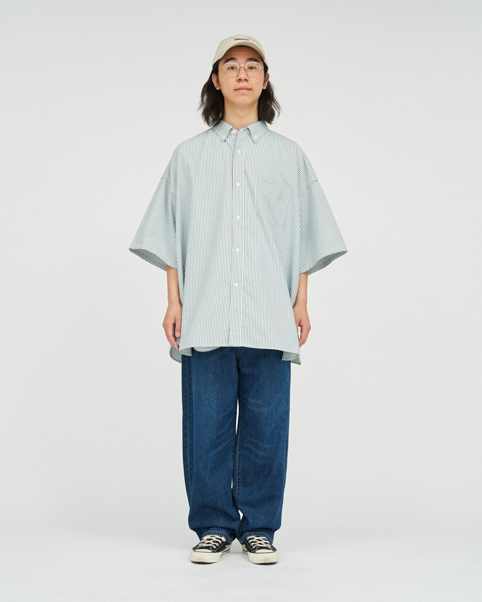 フレッシュサービス DRY OXFORD CORPORATE S/S B.D. SHIRT(FSC251-50004B)GREEN STRIPE