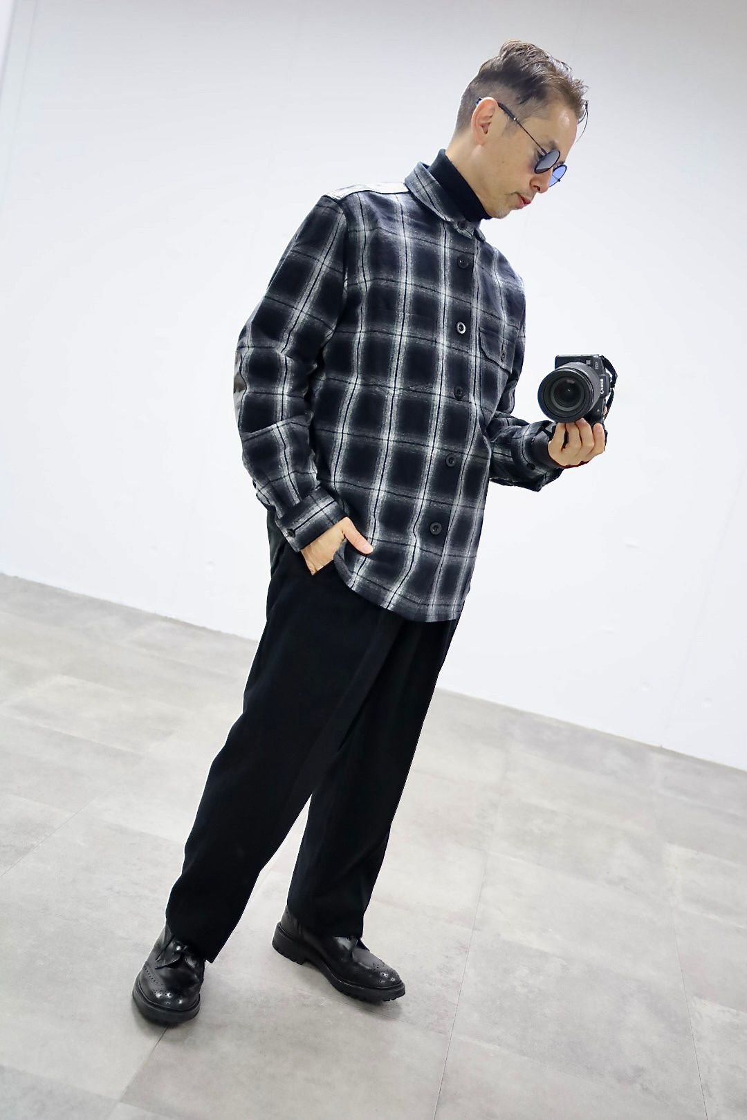 JUNYA WATANABE MAN 綿フランネルチェックコーデュロイレザーシャツスタイル2025.11.3.