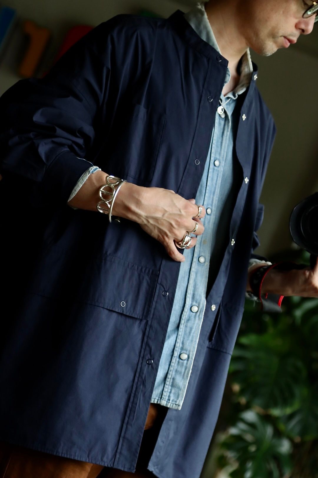 フレッシュサービス 22SS CARGO POCKET UTILITY SHIRT "NAVY"スタイル.2022.6.7.