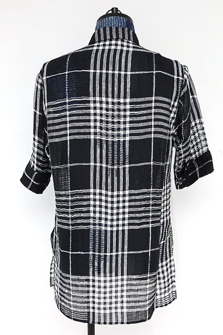 Yohji Yamamoto チェック柄レギュラーカラーシャツ (HK-B71-313)WHITE x BLACK☆新作発売！