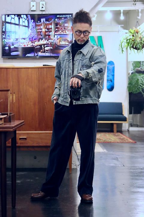 A.PRESSE 24SS Vintage Corduroy Trousers"NAVY"スタイル2.