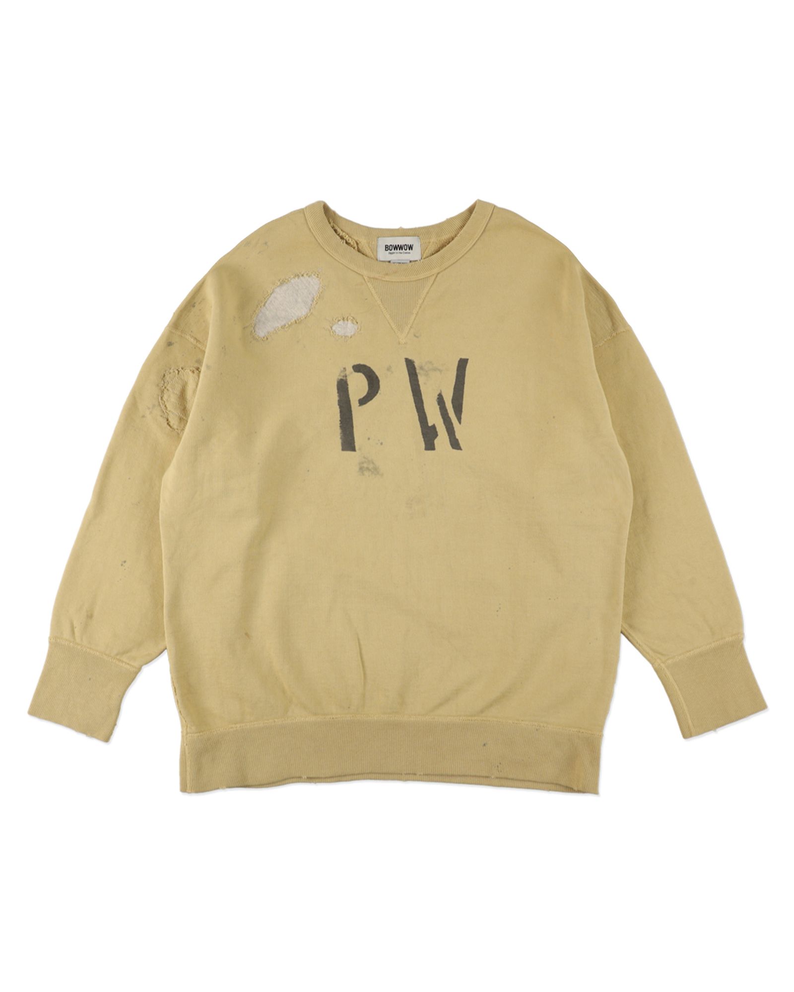 BOW WOW 26FW REPAIRED DOUBLE V SWEATSHIRT - PW(BWU-RDVSP)KHAKI YELLOW☆9月12日(土)11:00発売！