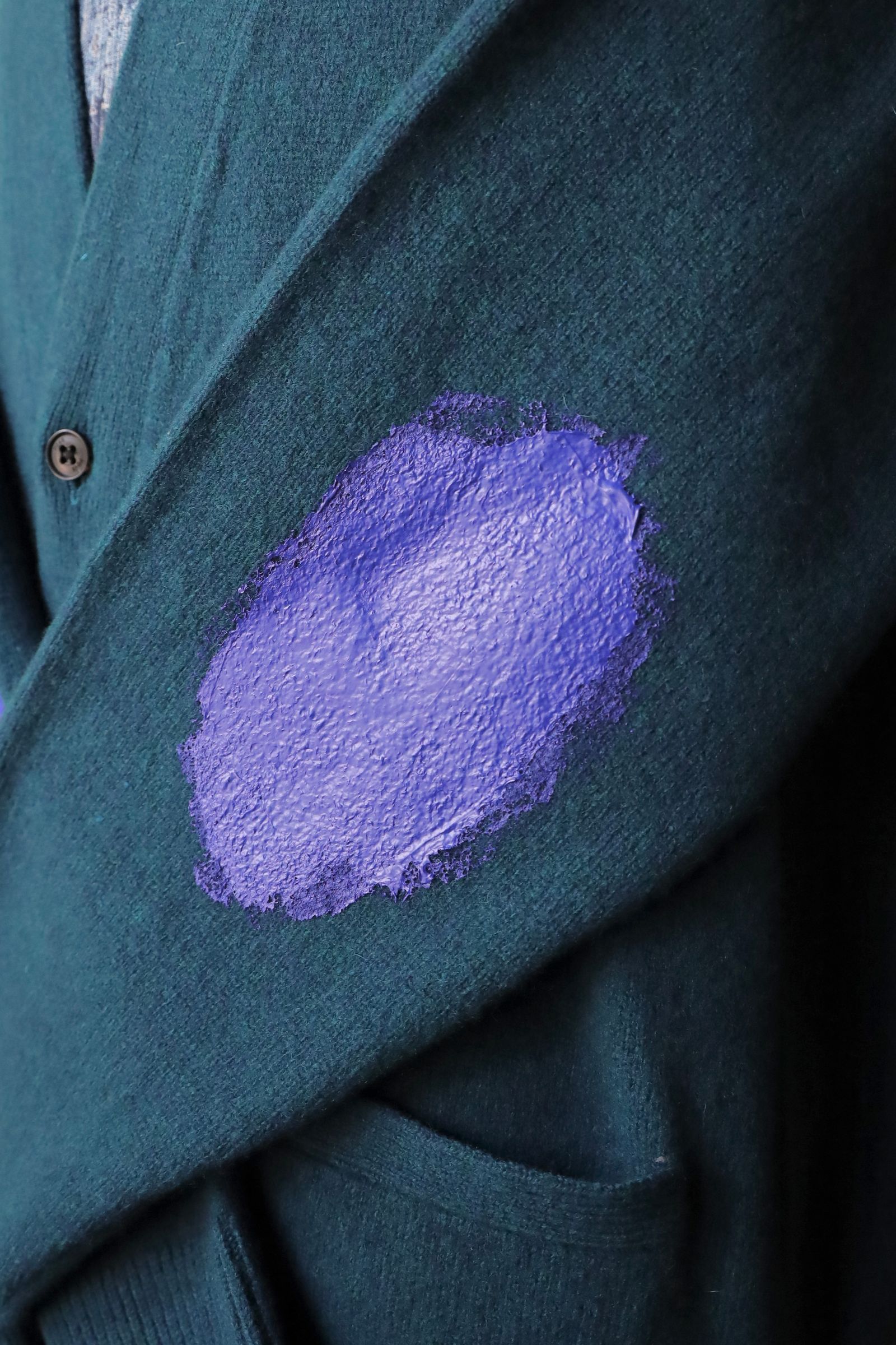 ヨーク24FW PAINTED ELBOW PATCH CARDIGAN(YK24FW0821S)PEACOCK