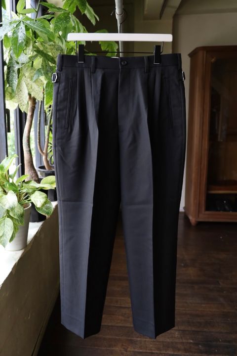 コムデギャルソンオム25FW ウールサージタックパンツ(HP-P009-051)BLACK
