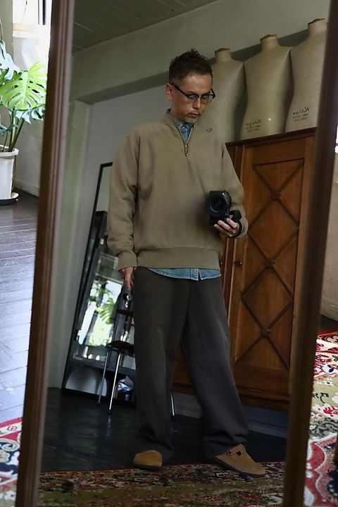 A.PRESSE 2026 STYLE2 Vintage Half Zip Rib Collar Sweatshirt"MOCHA"スタイル