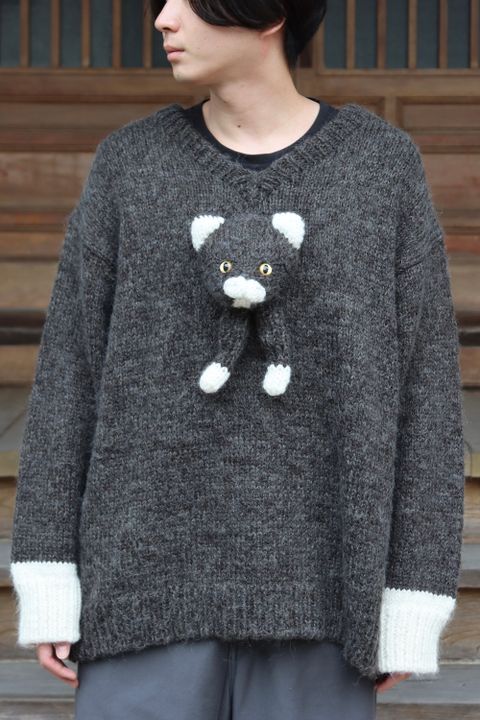 doublet STUFFED CAT HAND-KNITTING PULLOVER(21AW30KN50) style.2021.9.13.