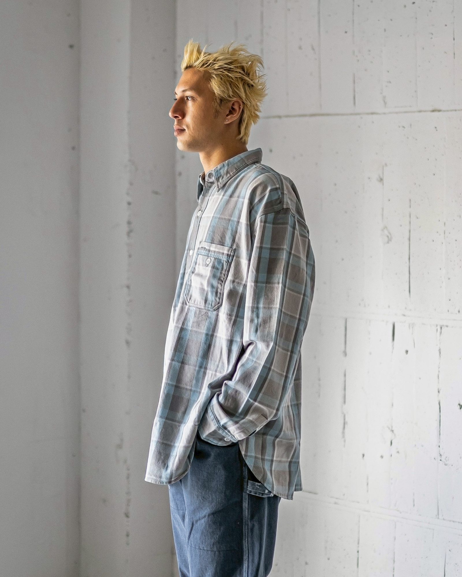 BOW WOW 25FWバウワウ PAINTER'S FLANNEL SHIRT(BW252-PFS)L.BLUE X O.WHITE★9月13日(土)11:00発売！