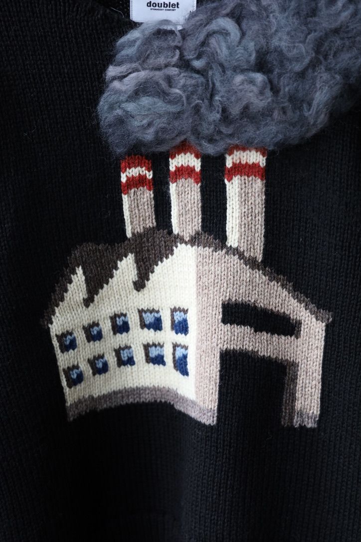 doublet ダブレット26AW SMOKING FACTORY INTARSIA KNIT PULLOVER (26AW60KN238)BLACK☆8月15日(土)発売！