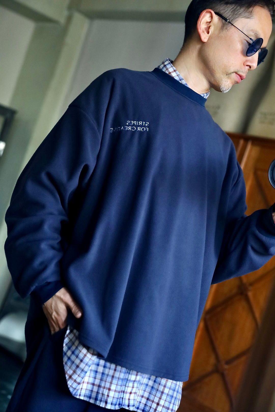 S.F.C FLEECE SUPER BIG LS ROUND TEEスタイル