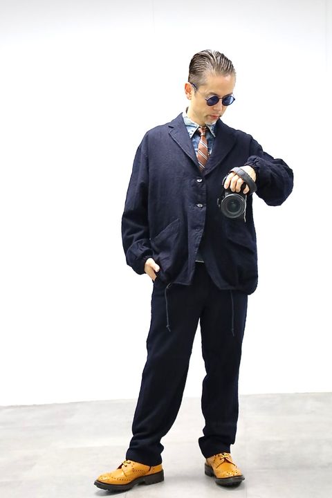 COMME des GARCONS HOMME ウールサージ製品縮絨3Bジャケットセットアップ"NAVY"スタイル2025.10.5.