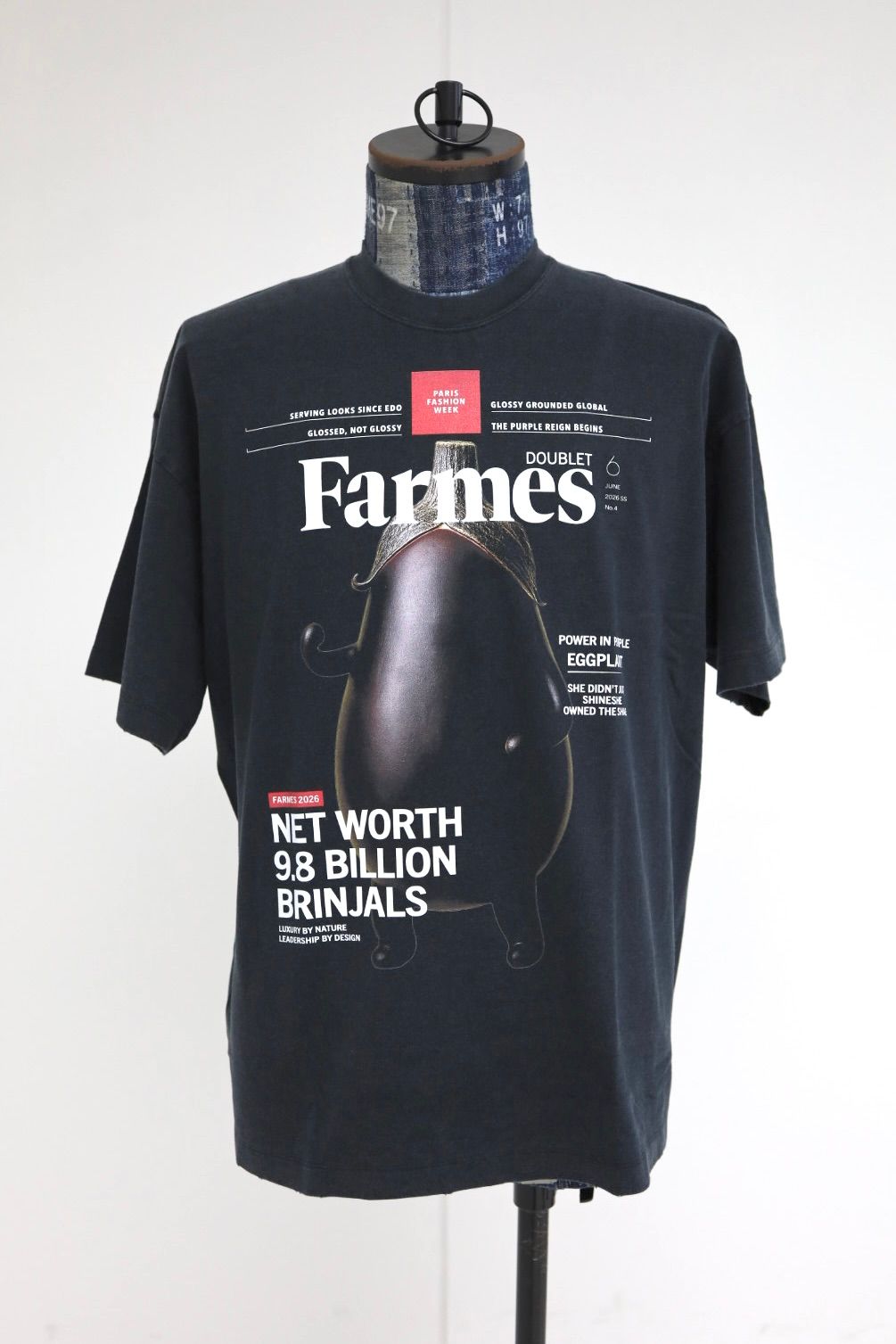 doublet ダブレット26SS FARMES MAGAZINE COVER T-SHIRT (26SS34CS430) BLACK ★1月17日(土)11:00発売！