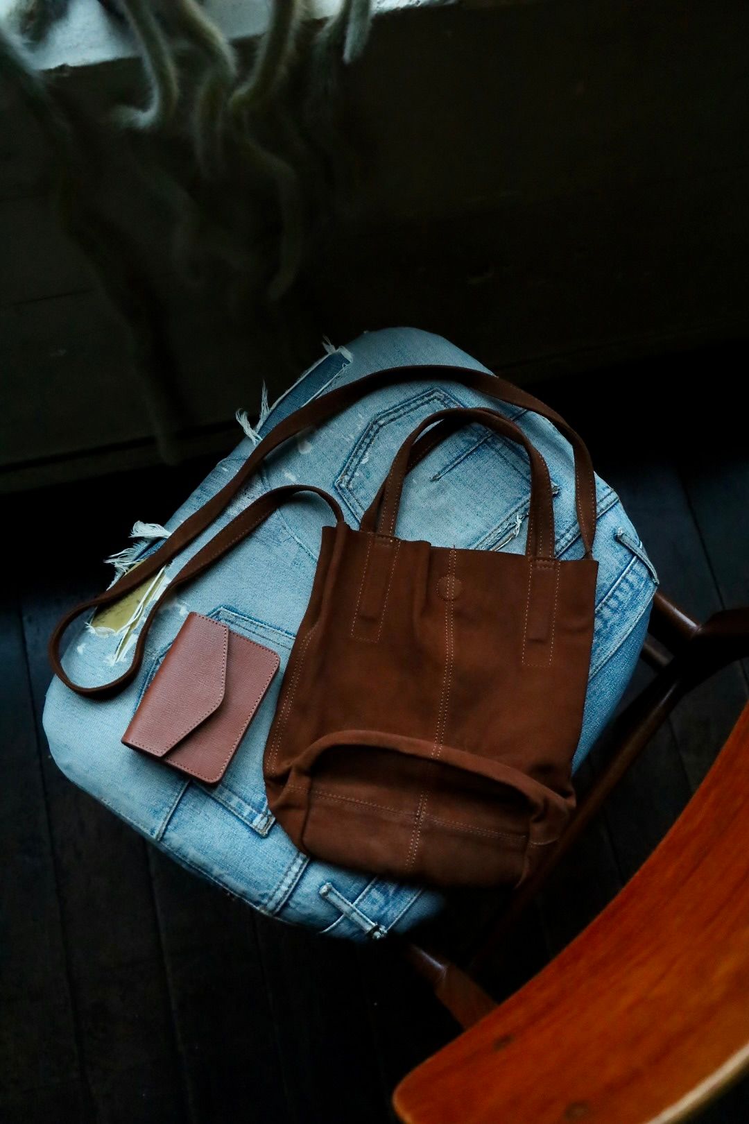 Morphee / モルフェトートバッグ 2WAY SMALL TOTE（LONG)OIL SUEDE BROWN