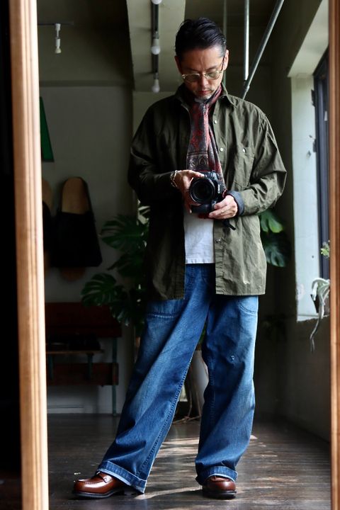 アプレッセ22AW Over Dyeing Military Shirt"OLIVE"スタイル2022.6.17.