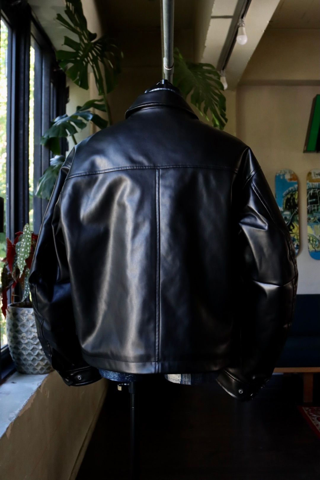 セダンオールパーパスFW23 Synthetic Leather Sports Jacket (SD23F-JK05)Black