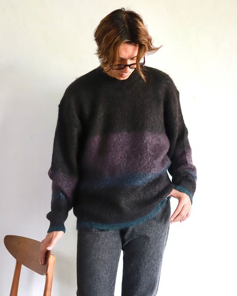 YOKE 23AW MOHAIR BORDER CREWNECK SWEATER"BLACK"スタイル
