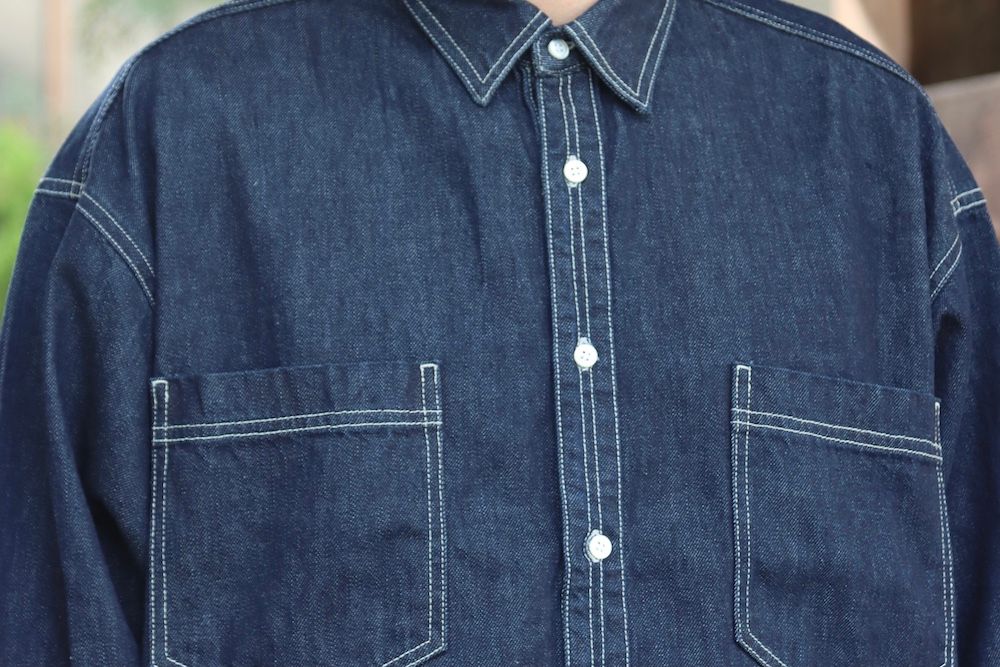 Graphpaper Denime Regular Collar Shirt(GM213-50077B) style Graphpaper Denime Regular Collar Shirt(GM213-50077B) style