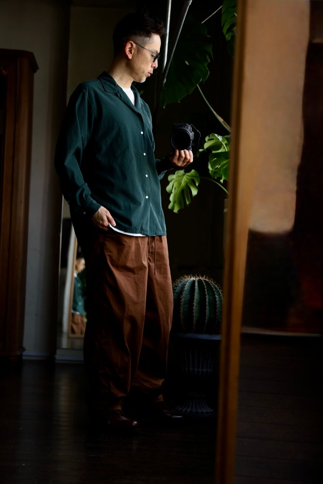 アプレッセ 25SS US Silk Cotton Open Collar L/S Shirt(25SAP-02-03H)GREEN☆3月8日(土)発売！