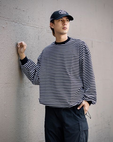is-ness BALLOON STRIPES LONG SLEEVE T-SHIRT MARKスタイル