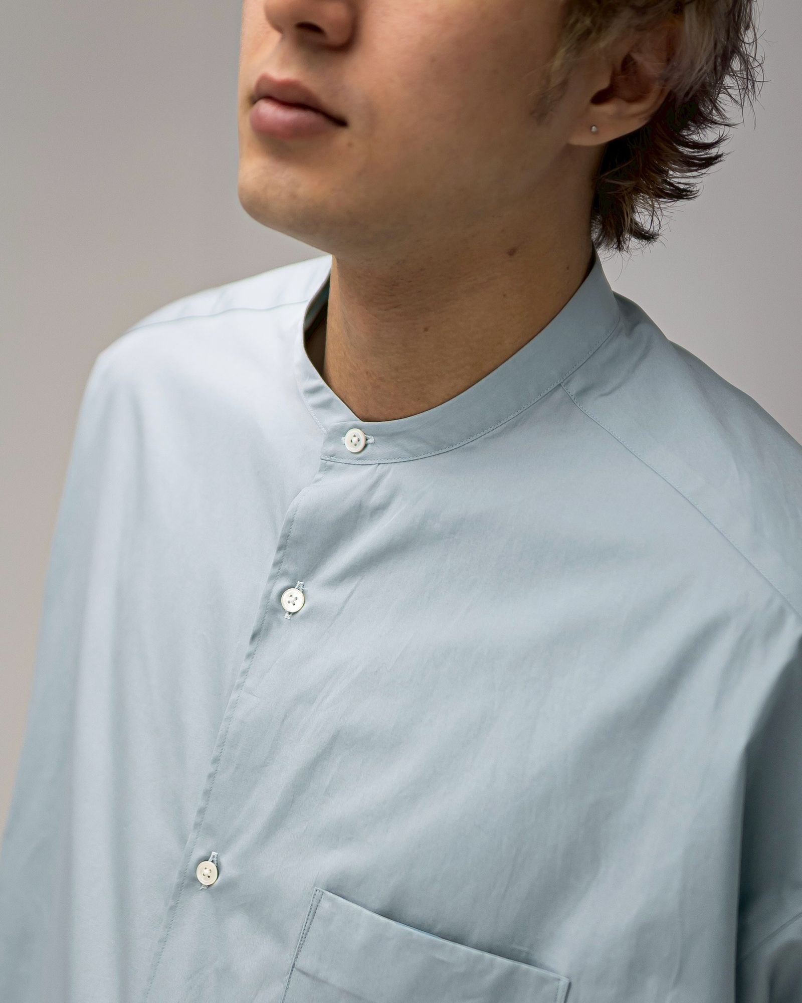 グラフペーパー 26SS ALUMO for GP L/S Oversized Band Collar Shirt(GM261-50223) SMOKE BLUE☆1月31日(土)発売！