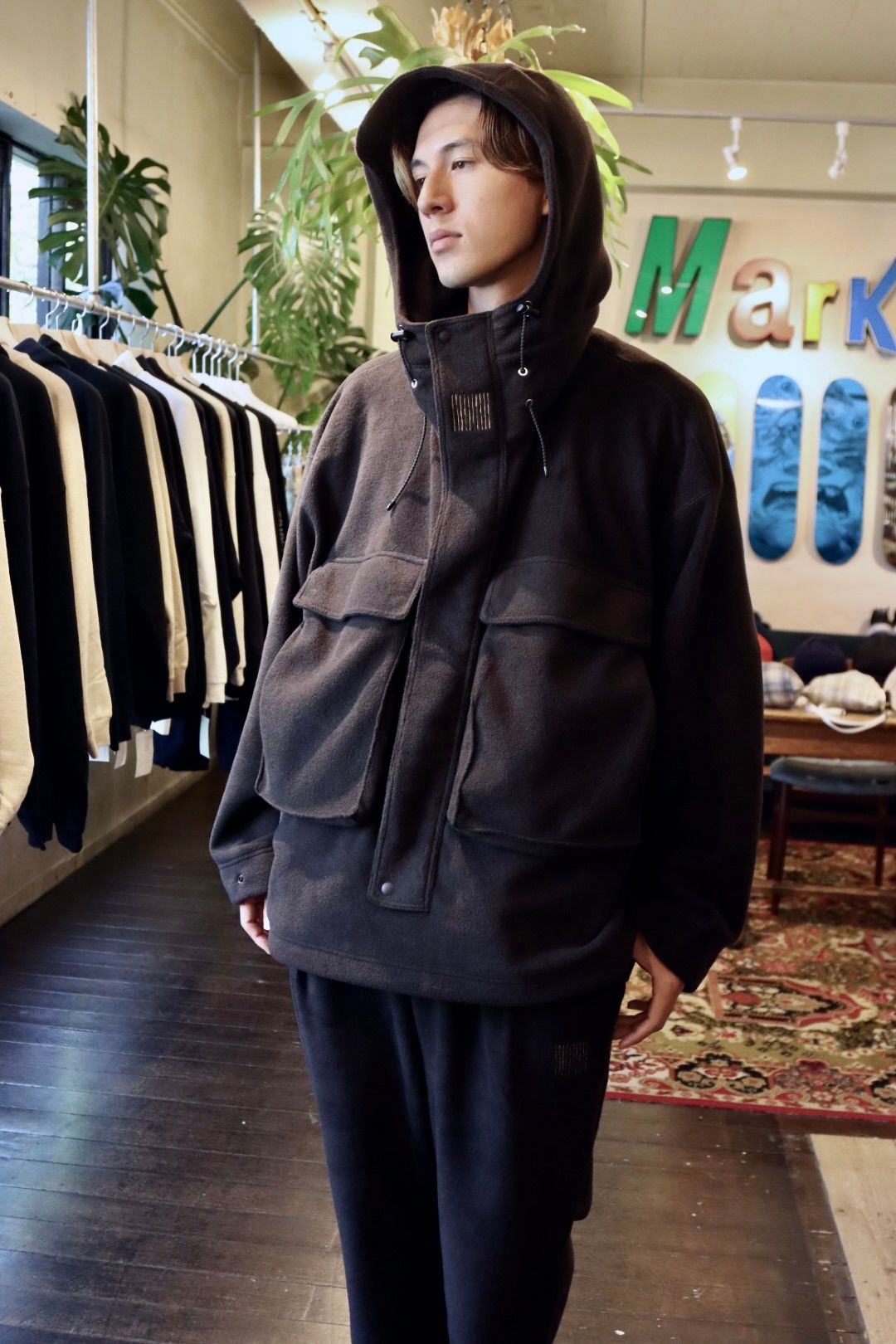 S.F.C 新作FLEECE HOODIE JACKET"BLACK"スタイル