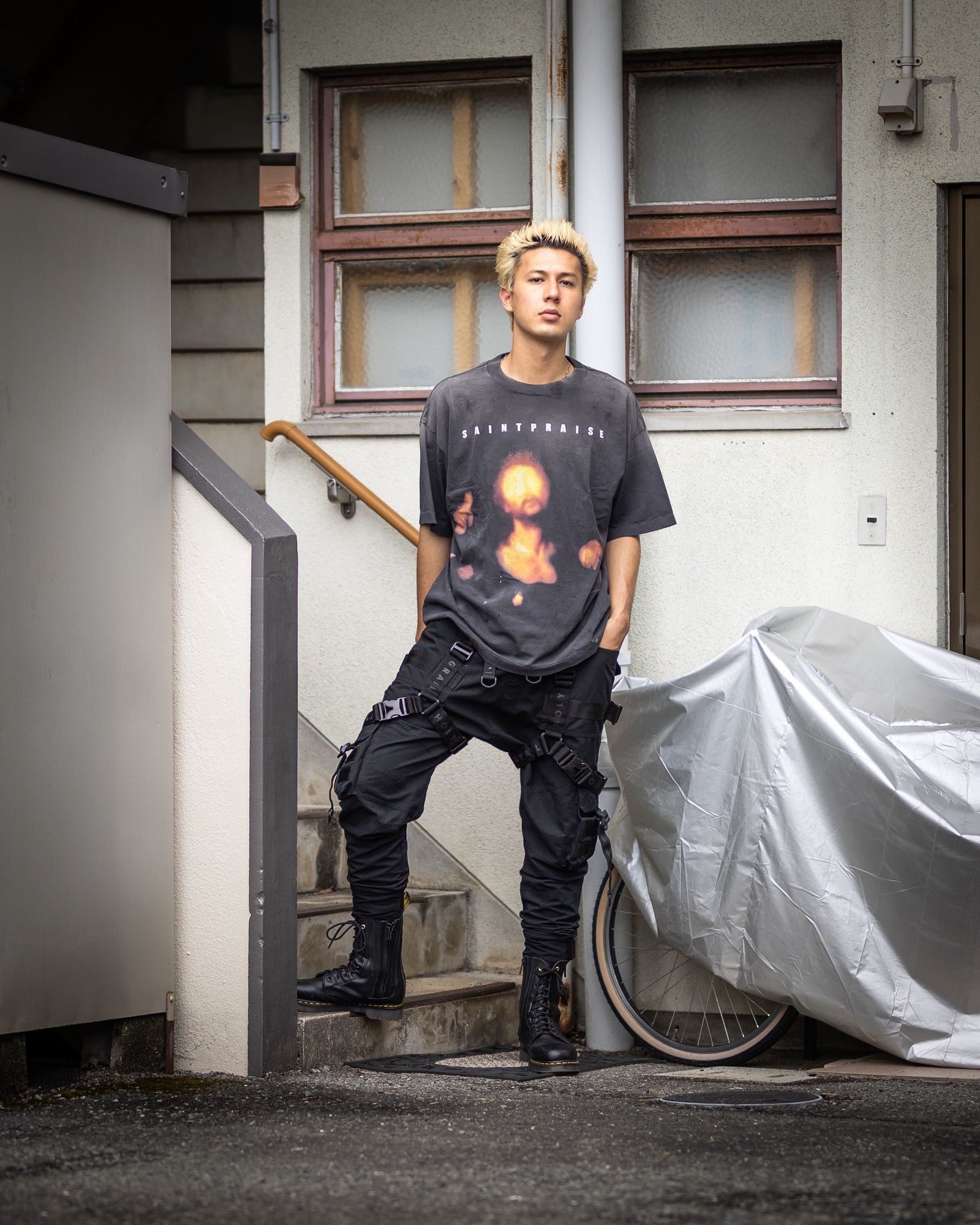 セントマイケル Tシャツ SAINT PRAISE SS TEE(SM-HR8-0000-010)BLACK