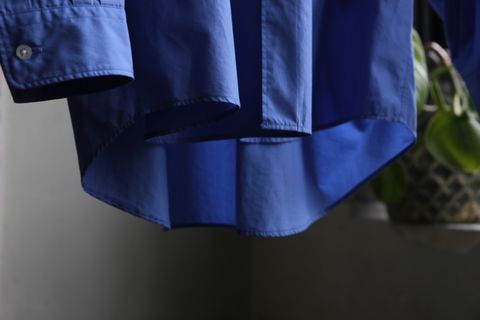 Graphpaper Broad L/S Oversized Regular Collar Shirt"BLUE"style.